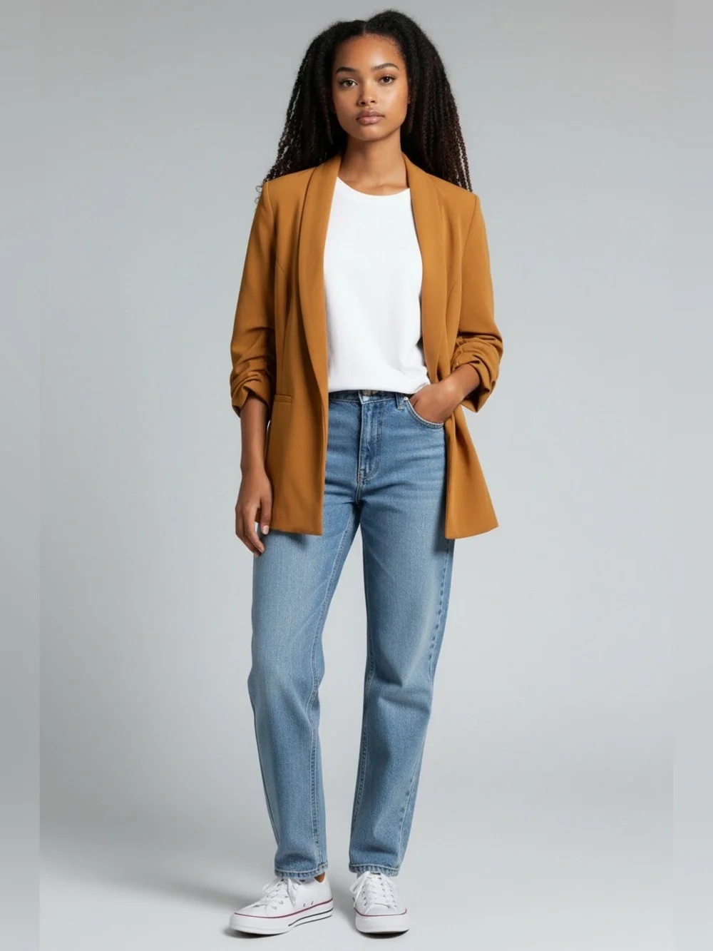 Open-Front Blazer in Mustard for Women